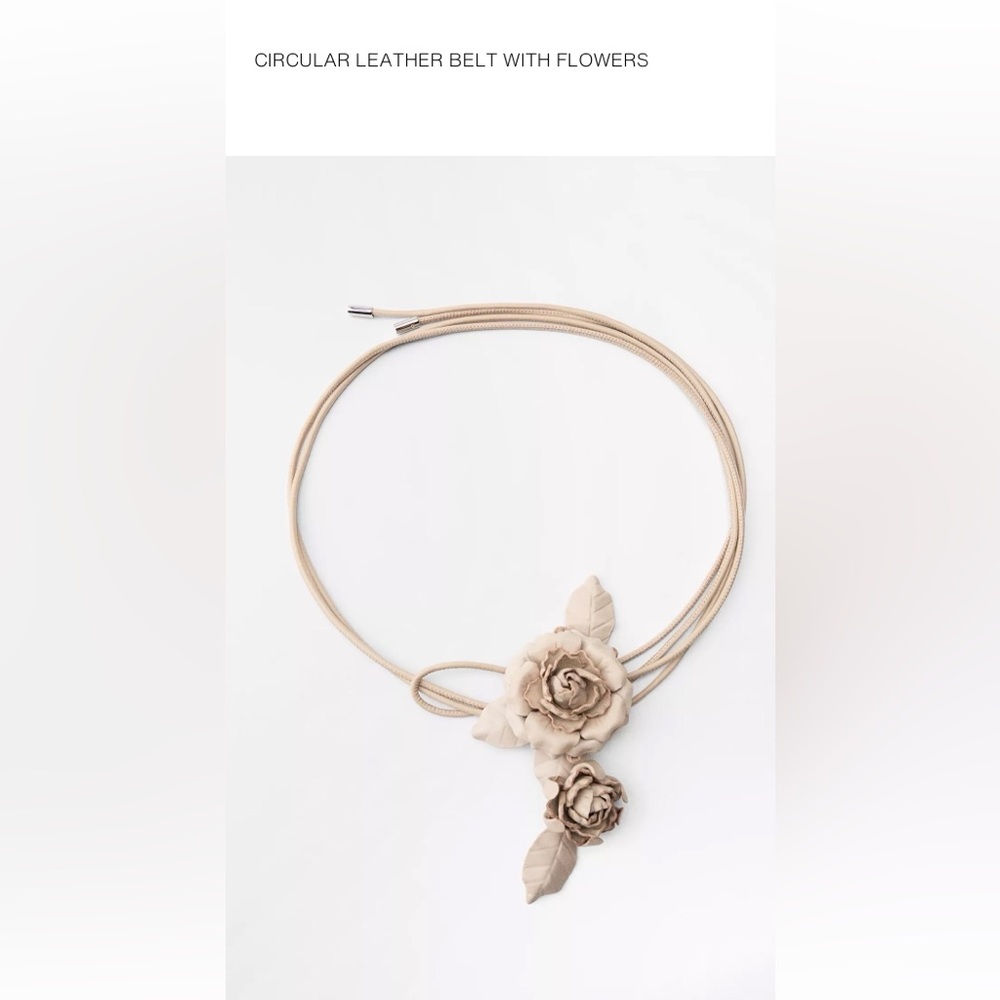 Circular Leather Belt with Flowers